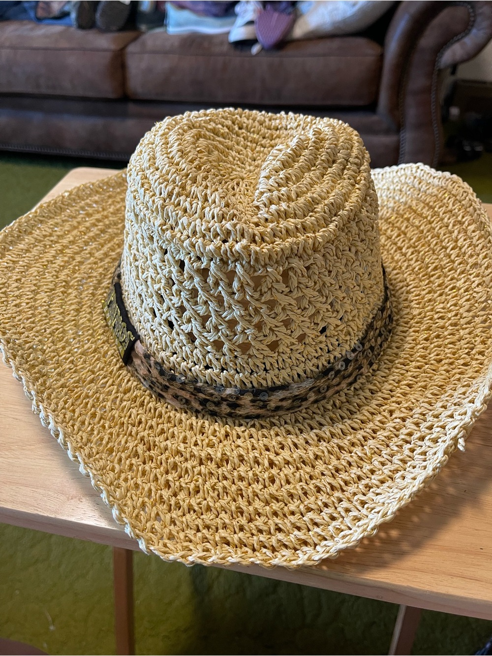 Primos Hunting Straw Hat Cowboy Style Leopard Band. Signatures One Size .